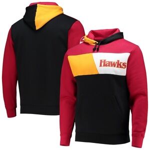 NEW Mitchell & Ness Hawks Colorblock Hoodie - Red, Black, Yellow